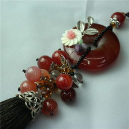 天然瑪瑙汽車掛件 帶花平安扣，打造精品汽車內飾